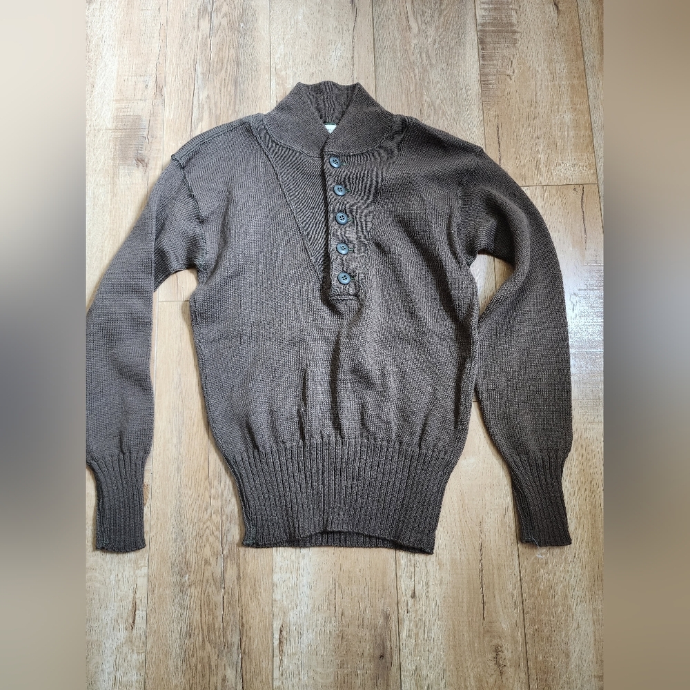 Vintage 80s Men’s M Army Military 100% Wool  Sweater Jack Young Olive Green